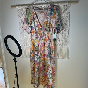 Rip Curl Colorful Leaf Print Midi Dress